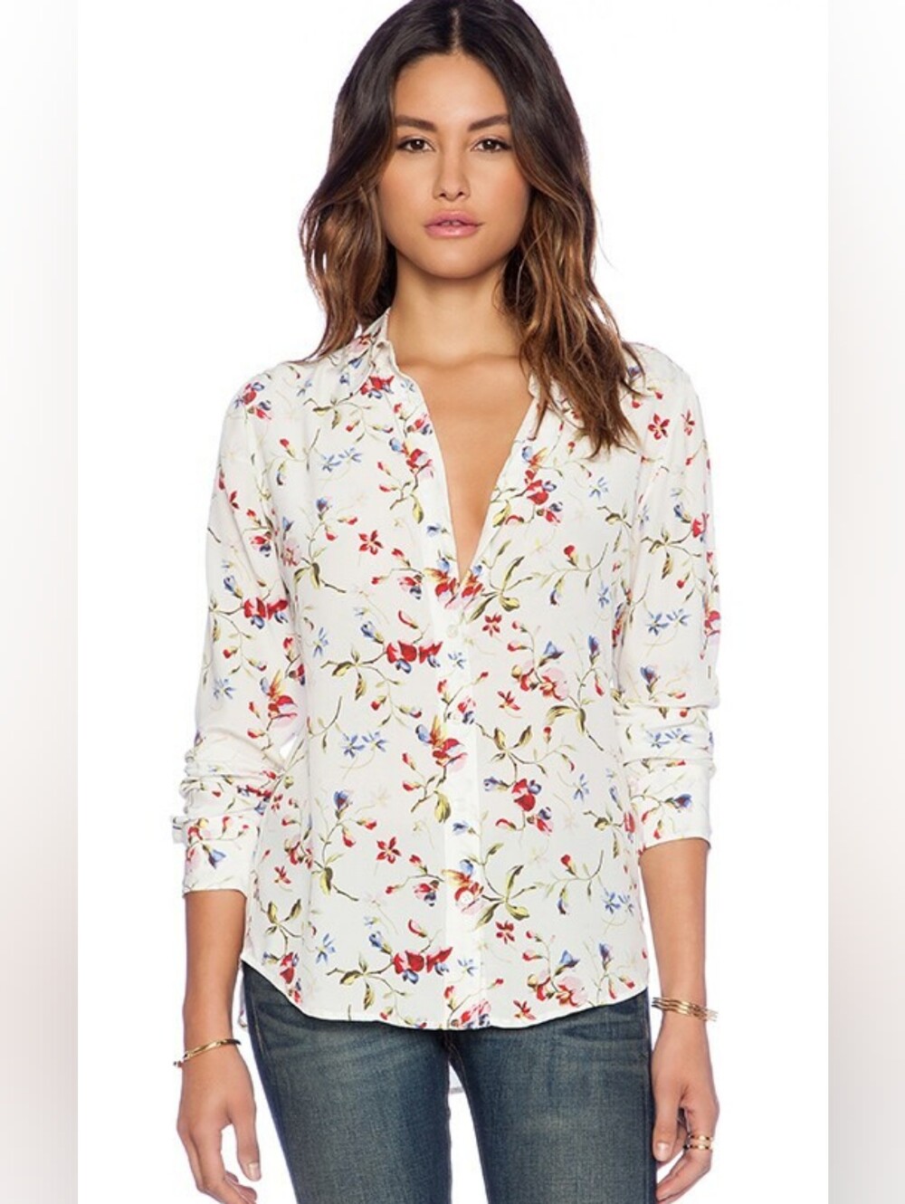 Equipment Brett Clean Floral Cadence Blouse In Nature White Multi XS Quite Luxur